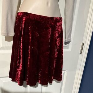 Crushed Velvet Burnout look circle mini skater skirt -Christmas RED/BURG Elfie🎅🏼